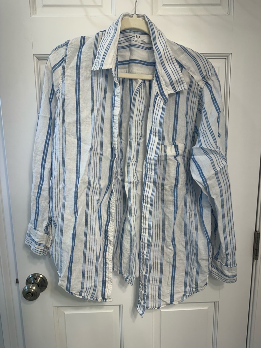 GAP Oversized Blue Striped Linen Shirt